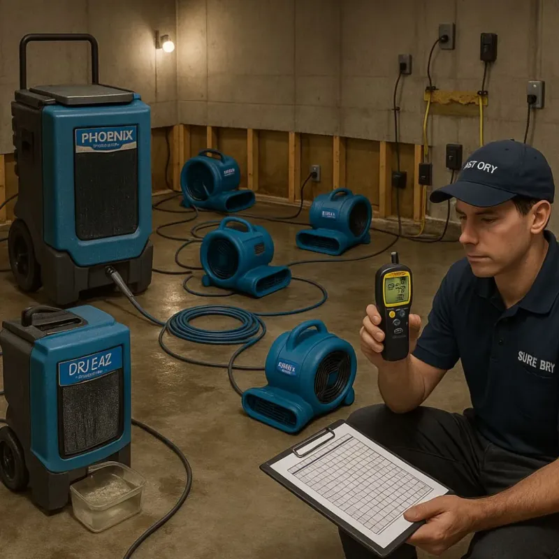 Structural Drying and Dehumidification process in Salome, AZ